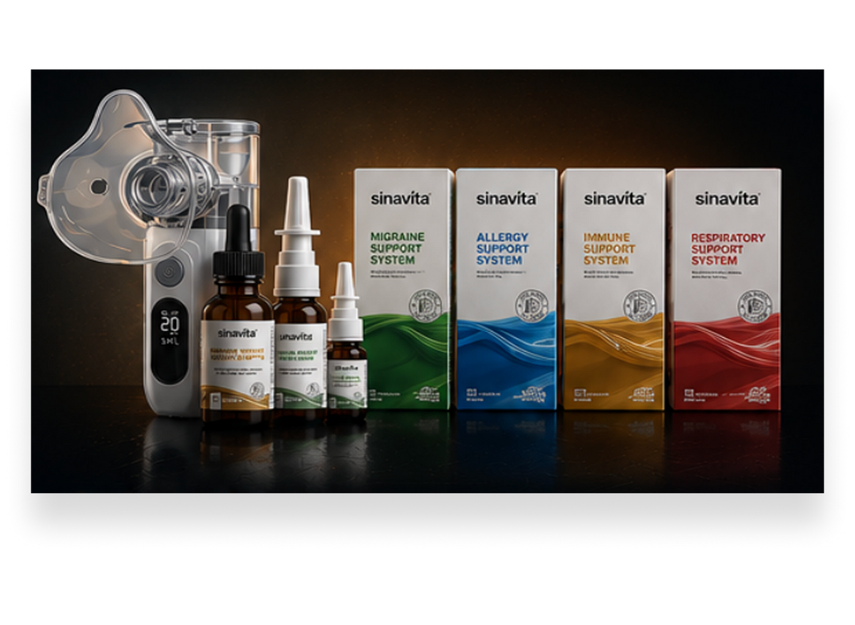 SinaVita migraine support products and nebulizer system